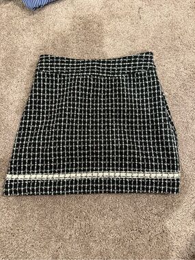 Oak and Fort Black and White Tweed Mini Skirt